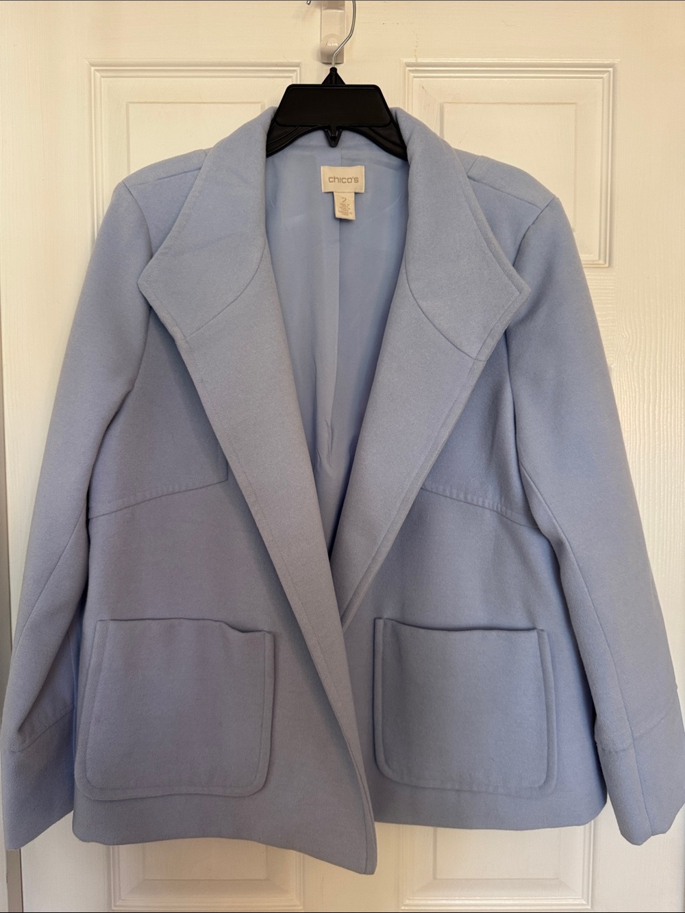 Chico's Pastel Blue Open-Front Wool-Blend Blazer